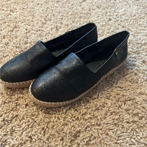 Gucci black leather espadrilles women’s size 37 size 7 made in Italy
